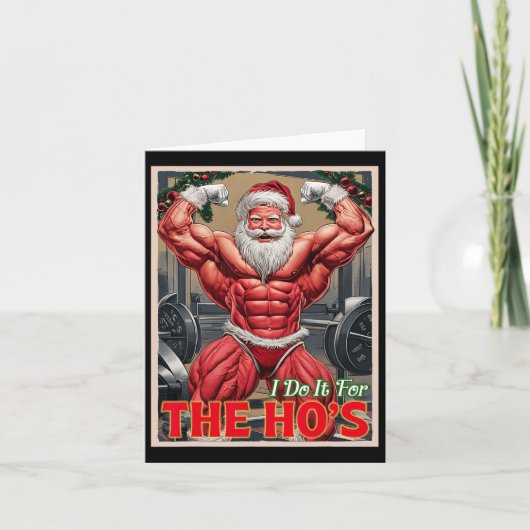 Doe het voor de Ho's Pump Muscular Santa Bodybuild Kaart (Voorkant)