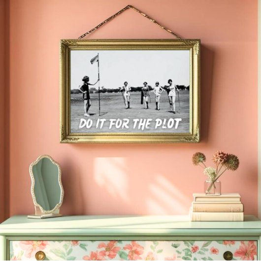 Doe het voor de plot kunst, retro golf meisje foto poster