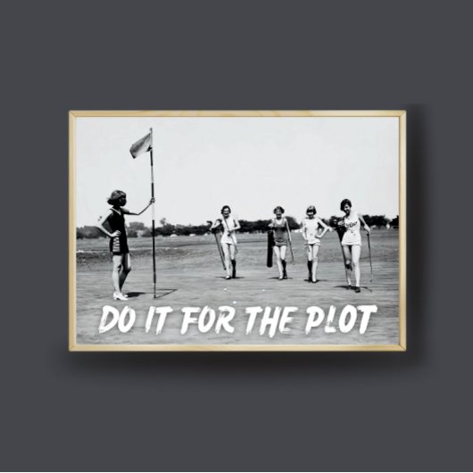 Doe het voor de plot kunst, retro golf meisje foto poster