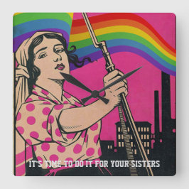  doe het voor uw zusters Square Wall klok