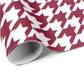 Doe-het-zelf achtergrond XL Wit Houndstooth Burgun Cadeaupapier (Rol Hoek)