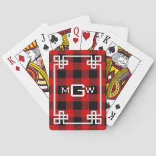 Doe-het-zelf BG Griekse Sleutel Buffalo Plaid 3I R Pokerkaarten