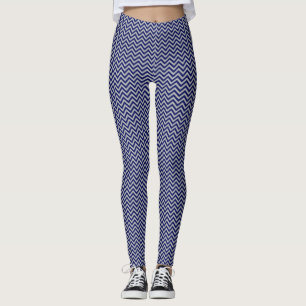 Doe-het-zelf BG LG marineblauwe Chevron ZigZag-str Leggings