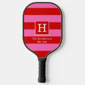 Doe-het-zelf BG Streep Frame Naam Initiaal Rood SV Pickleball Paddle (Achterkant)