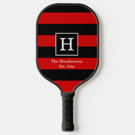 Doe-het-zelf BG Streep Frame Naam Initiaal Rood Zw Pickleball Paddle