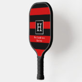 Doe-het-zelf BG Streep Frame Naam Initiaal Rood Zw Pickleball Paddle (Links)