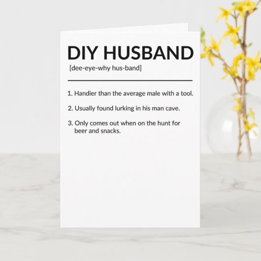 Doe-Het-Zelf-Echtgenoot Grappige Woordenboek Stijl Kaart (Gele Bloem)