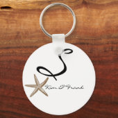 Doe-het-zelf Eenvoudige Zeester Monogram Sleutelha Sleutelhanger (Voorkant)