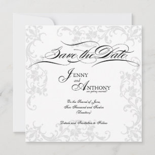 Doe-het-zelf elegante 'save the date' in zwart en  save the date
