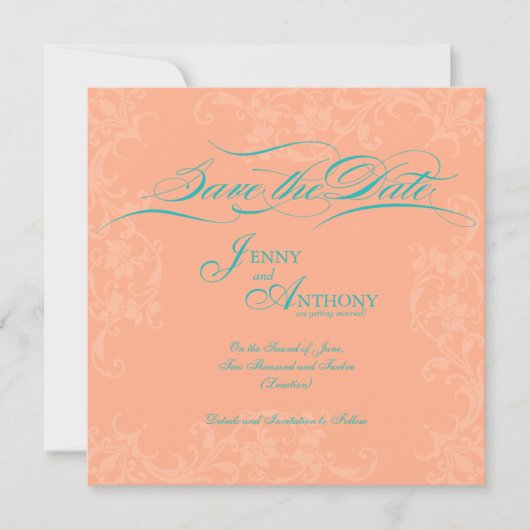 Doe-het-zelf elegante script save-the-date in kora kaart (Voorkant)