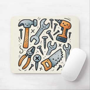 Doe-het-zelf-gereedschap Doodle Cartoon Muismat