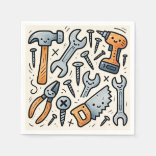 Doe-Het-Zelf-Gereedschap Doodle-Cartoon Servet