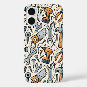 Doe-Het-Zelf-Gereedschapcollectie Doodle-kunst iPhone 16 Hoesje