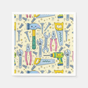 Doe-Het-Zelf-Gereedschapcollectie Met Doodle-Sterr Servet