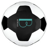 Doe-het-zelf grote monogram & naam, teal/witte tek voetbal (Gedraaid)
