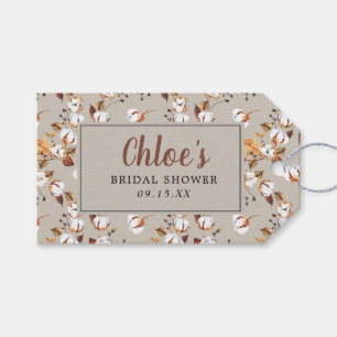 Doe-het-zelf herfstbladeren witte bloemige bruidsd cadeaulabel