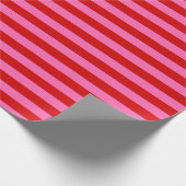 Doe-het-zelf Kleur 1” Preppy Streep Roze Rood Cadeaupapier (Hoek)