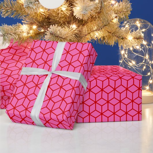 Doe-het-zelf Kleur Kubussen Groot SV Heet Roze Roo Cadeaupapier (Feestdagen)