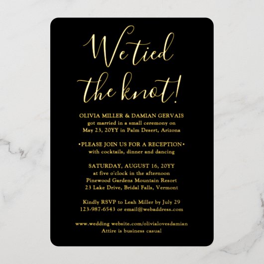 Doe-het-zelf Kleur We Hebben Ja Gezegd Foto Bruilo Folie Uitnodiging (Voorkant)