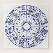 Doe-het-zelf Kleur Zodiac Chart #1 - Blauw op Wit Legpuzzel (Horizontaal)