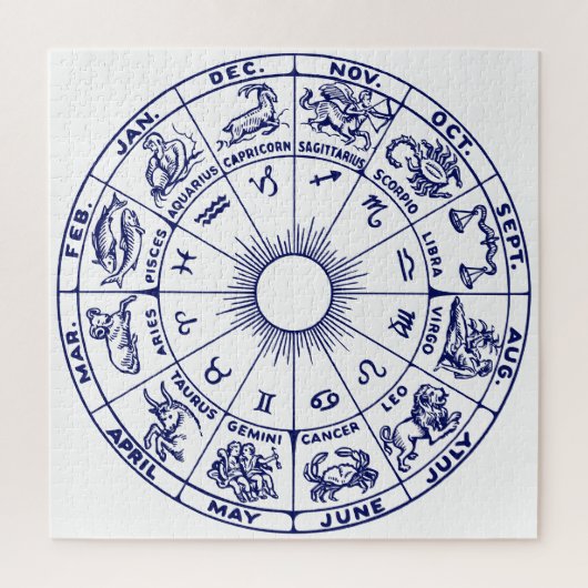Doe-het-zelf Kleur Zodiac Chart #1 - Blauw op Wit Legpuzzel (Verticaal)