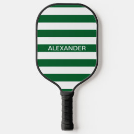 Doe-het-zelf kleuren bosgroen-witte strepen naam m pickleball paddle