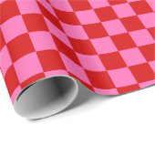 Doe-het-zelf kleuren Check Checkerboard Roze Rood Cadeaupapier (Rol Hoek)