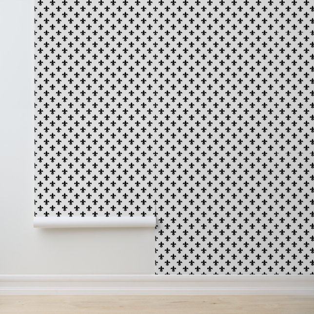 Doe-het-zelf Kleuren Fleur de Lis Lys Zwart Wit Behang (Applicatie)