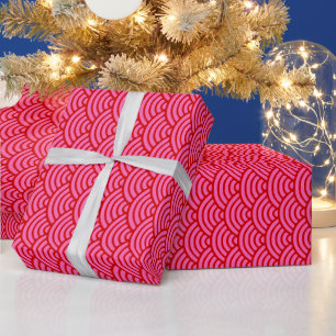 Doe-het-zelf kleuren golven Japanse Seigaiha Roze Cadeaupapier