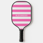 Doe-het-zelf kleuren Heet Roze Witte Strepen Naam Pickleball Paddle (Achterkant)