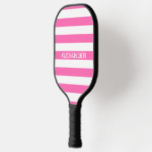 Doe-het-zelf kleuren Heet Roze Witte Strepen Naam Pickleball Paddle (Links)