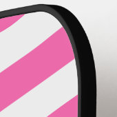 Doe-het-zelf kleuren Heet Roze Witte Strepen Naam Pickleball Paddle (Links Detail)