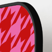 Doe-het-zelf kleuren Houndstooth SV Rood Roze Pickleball Paddle (Links Detail)