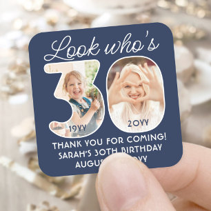 Doe-het-zelf kleuren • Kijk wie 30 Verjaardagsfees Vierkante Sticker