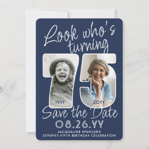 Doe-het-zelf kleuren • Kijk wie 75 verjaardagsfees Save The Date