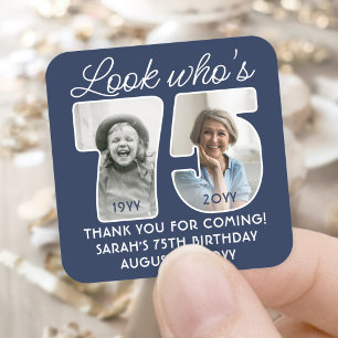 Doe-het-zelf kleuren • Kijk wie 75 Verjaardagsfees Vierkante Sticker