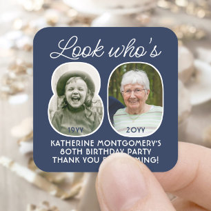 Doe-het-zelf kleuren • Kijk wie 80 is Verjaardagsf Vierkante Sticker