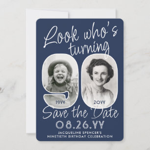 Doe-het-zelf kleuren • Kijk wie 90 verjaardagsfees Save The Date