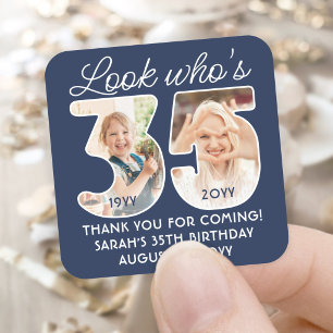 Doe-het-zelf kleuren • Kijk wie er 35 is Verjaarda Vierkante Sticker