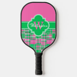 Doe-het-zelf kleuren Madras 1I CB lint naam Roze G Pickleball Paddle