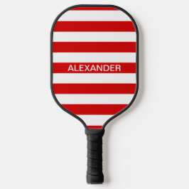 Doe-het-zelf kleuren Rood Witte Strepen Naam Monog Pickleball Paddle