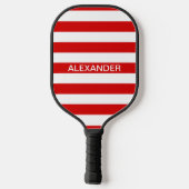 Doe-het-zelf kleuren Rood Witte Strepen Naam Monog Pickleball Paddle (Achterkant)