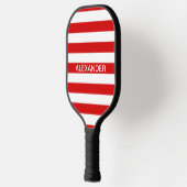 Doe-het-zelf kleuren Rood Witte Strepen Naam Monog Pickleball Paddle (Links)