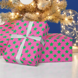 Doe-het-zelf Kleuren Sterren Groot SV Heet Roze Sm Cadeaupapier