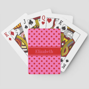 Doe-het-zelf Kleuren Stippen Rode Lint Roze Achter Pokerkaarten