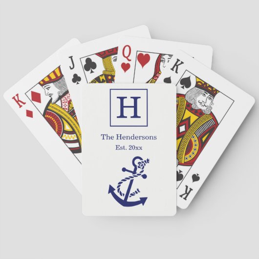 Doe-het-zelf Kleuren Zeeanker Wit Marine UL Pokerkaarten (Achterkant)
