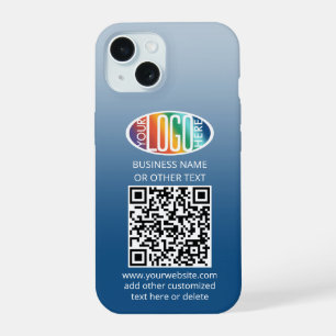 Doe-het-zelf-kleurovergang • Zakelijk logo en QR-c iPhone 15 Case