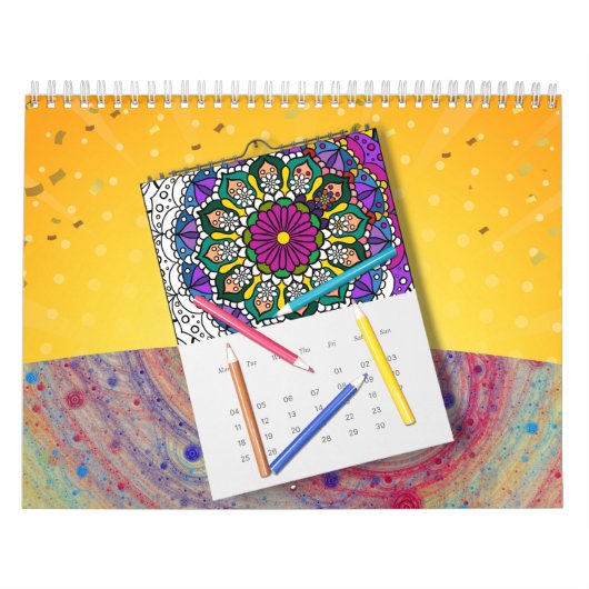 Doe-het-zelf kleurplaat Mandala omtrek kunst Kalender (Hoes)