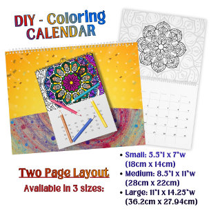 Doe-het-zelf kleurplaat Mandala omtrek kunst Kalender