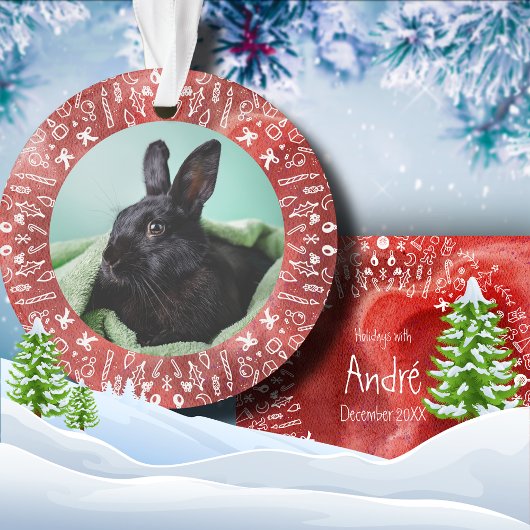 Doe-het-zelf Konijn op Rode Kerst Ornament
